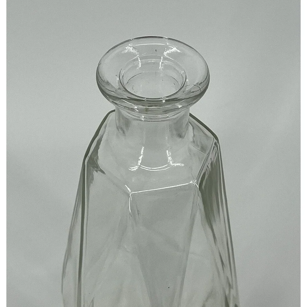 Vintage Clear Glass Liquor Bottle Decanter Hexagon Mid Century Modern 12